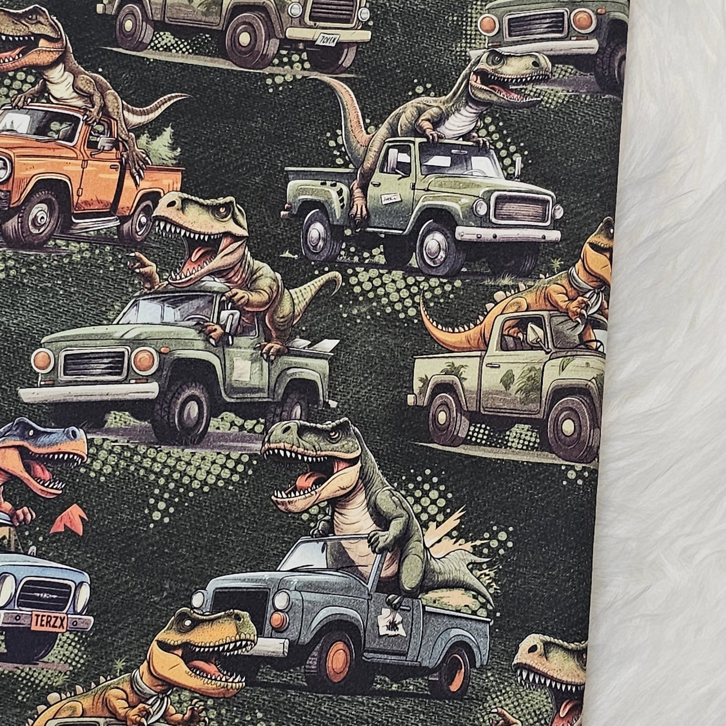 Sofortkauf: Baumwolle ca. 150 x 100 cm - Dino im Truck