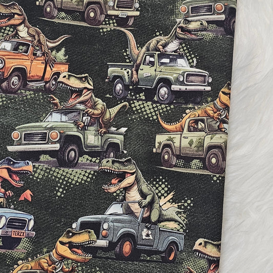 Sofortkauf: Baumwolle ca. 150 x 100 cm - Dino im Truck