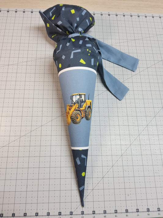 Sofortkauf 35cm: 35 cm (Geschwistertüte) aus Baumwolle als Nähset "Baustellenabenteuer"- wie abgebildet