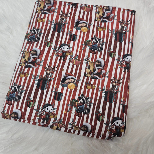 Sofortkauf: Jersey ca. 145 x 100 cm - Weihnachten rote Streifen