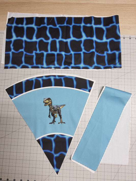 Sofortkauf 35cm: 35 cm (Geschwistertüte) aus Baumwolle als Nähset - "Dino Schuppen Blau" - wie abgebildet