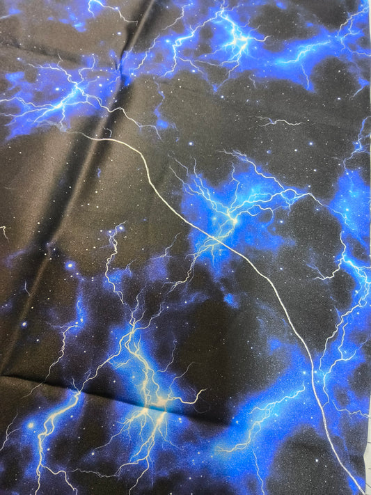 Sofortkauf: Baumwolle-Meterware ca. 150 x 40 cm - "  Gewitter im Weltall-2 Weisse Streifen-siehe Bild " (Nr. 161)