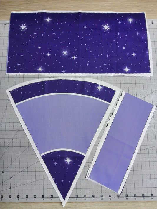 Sofortkauf DIY: 35 cm (Geschwistertüte) aus Baumwolle als Nähset - " Weltall lila - wie Blanco " - wie abgebildet - ( Nähset Geschwistertüte Nr. 134 )