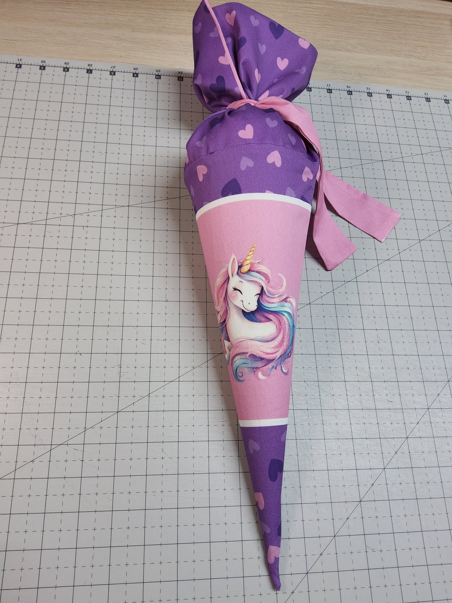 Sofortkauf 35cm: Zuckertüte mit Rohling 35 cm "Einhorn auf Ponyliebe" (Geschwistertüte) - wie abgebildet
