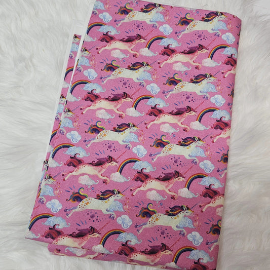 Sofortkauf: Baumwolle ca. 150 x 100 cm - Einhorn auf Pink