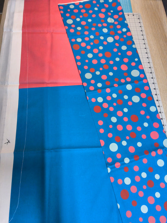 Sofortkauf: Baumwolle Stoffmix  ca. 150 x 100 cm -" Elegante Punkte auf türkis " (weißer Streifen von Faden-siehe Bild - Nr. 130)