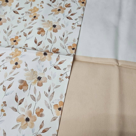 Sofortkauf: Baumwolle Stoffmix  ca. 150 x 100 cm - Blumen Beige Creme