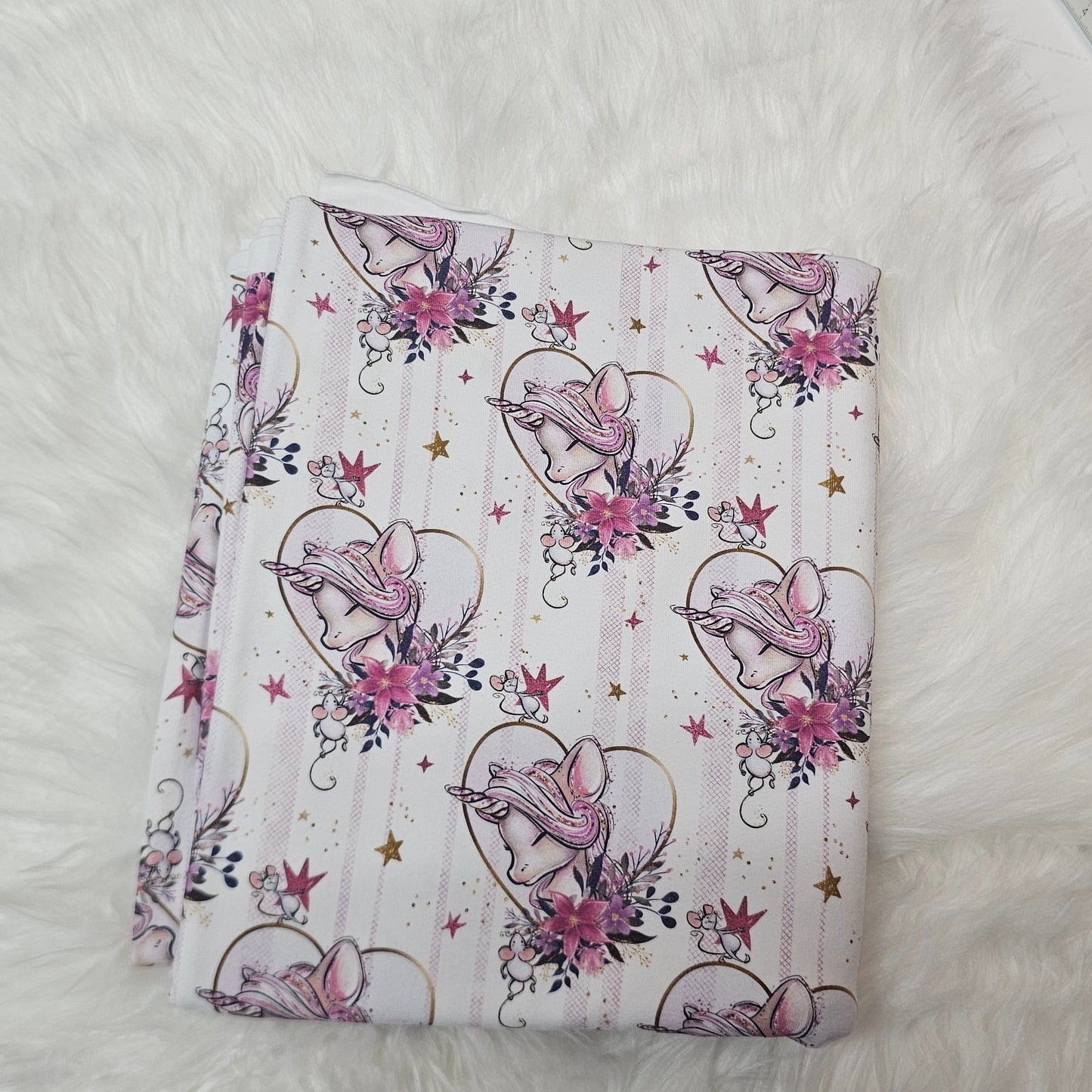 Sofortkauf: Jersey ca. 145 x 100 cm - Einhorn im Herz