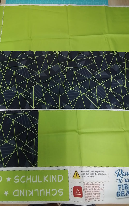 Sofortkauf: Schultüten Nähset - Muster + Geschwistertüte-" Panther im Gras auf Dark with Stripes -Baumwoll-Panel zum selber nähen- 70 cm und 35 cm.Wie abgebildet!!!