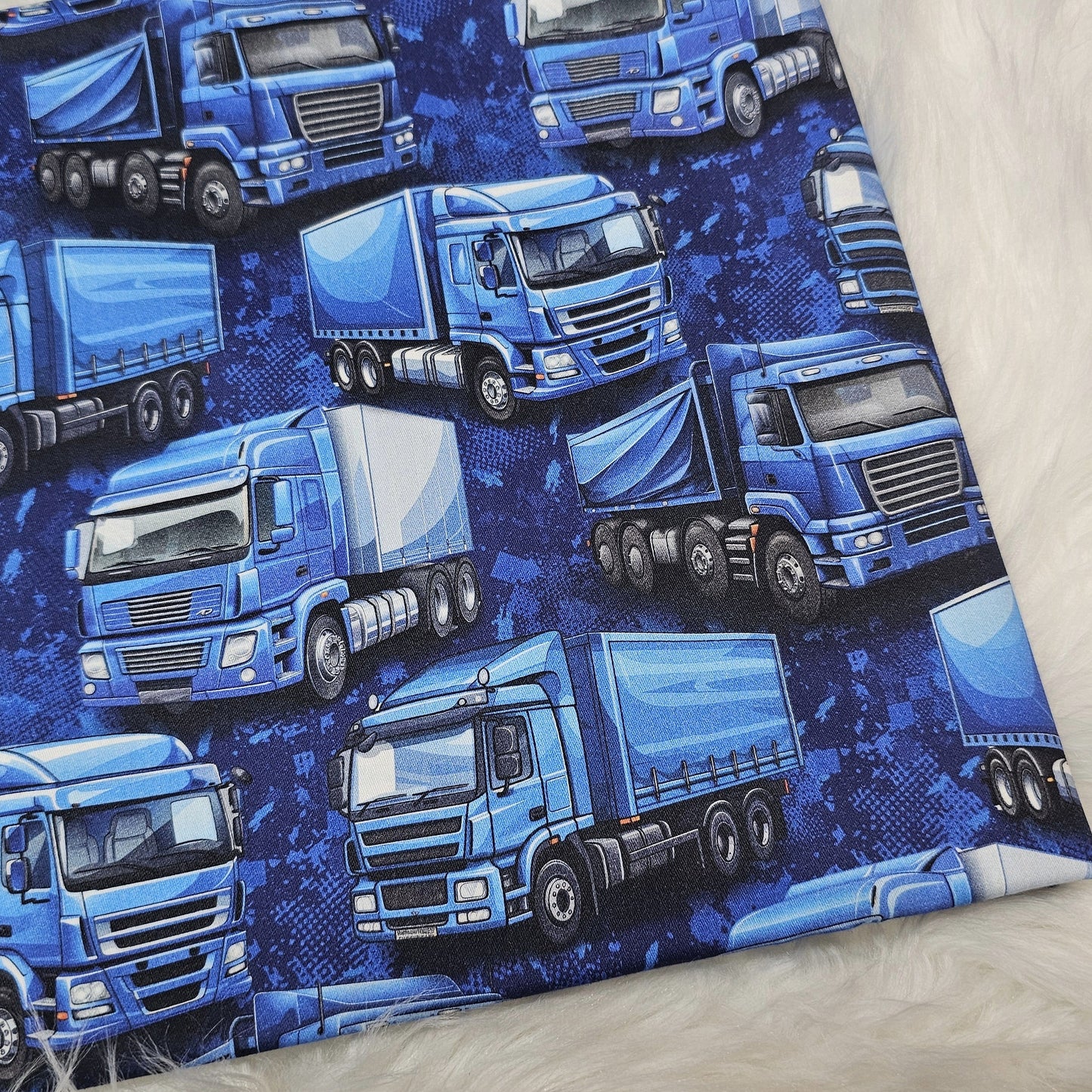 Sofortkauf: Baumwolle ca. 150 x 100 cm - Blaue LKWs
