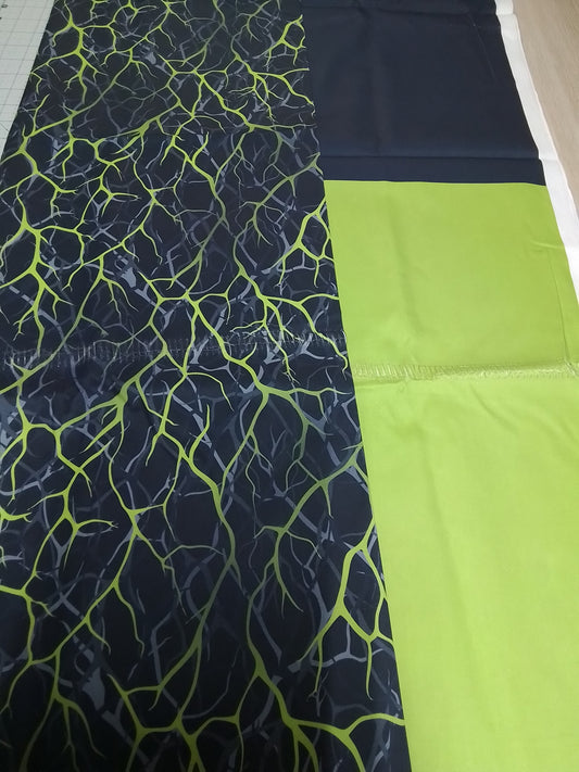 Sofortkauf: Baumwolle Stoffmix  ca. 150 x 100 cm - "Grüne Wurzeln-Panther" (Nahnt durchgehend-siehe Bild)