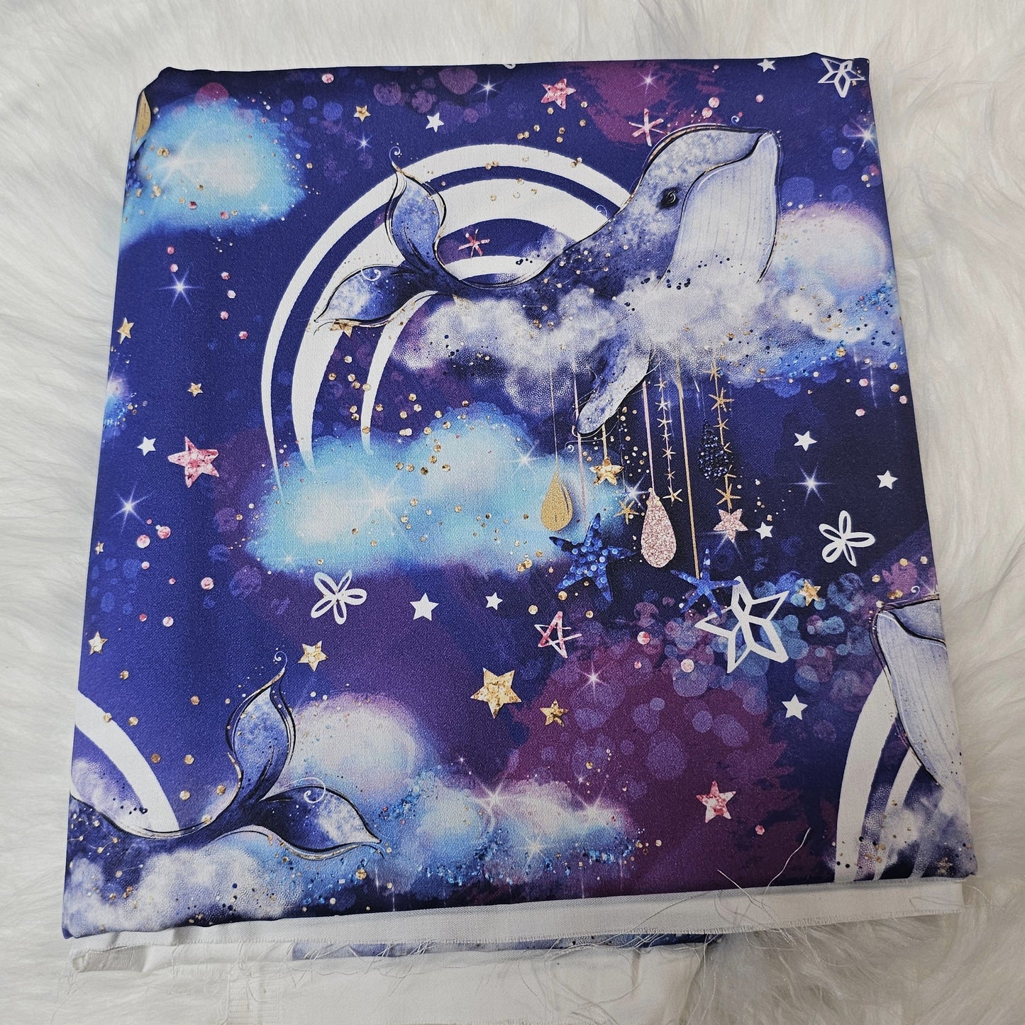 Sofortkauf: Baumwolle ca. 150 x 100 cm - Wal im Himmel