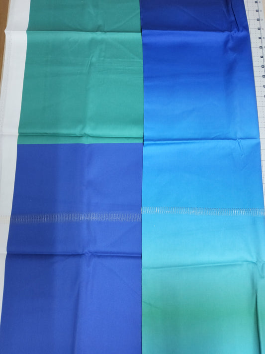 Sofortkauf: Baumwolle Stoffmix  ca. 150 x 100 cm - Farbverlauf Grün Blau (Fehler Nahnt durchgehend-siehe Bild)