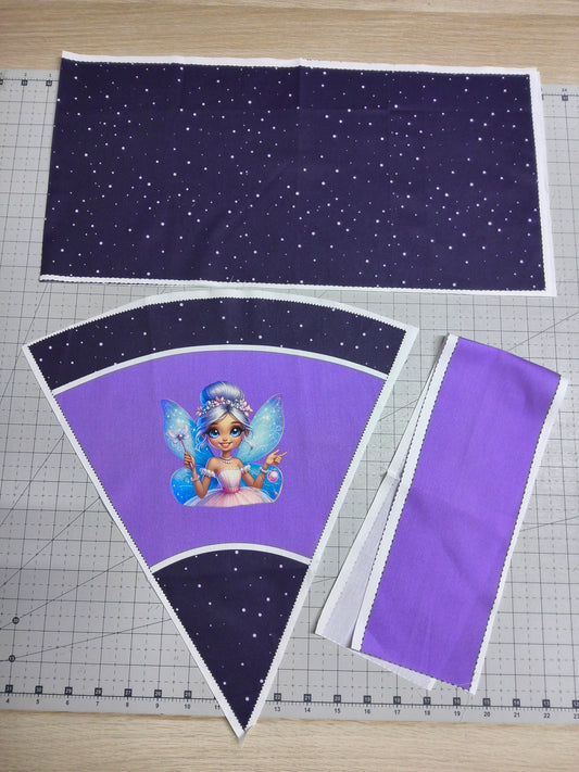 Sofortkauf DIY: 35 cm (Geschwistertüte) aus Baumwolle als Nähset - "Fee Stille lila " - wie abgebildet - ( Nähset Geschwistertüte Nr. 108 )