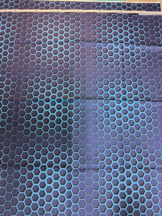 Sofortkauf: Baumwolle- Meterware ca. 100 x 75 cm - " Bienenwaben blau " ( Nr. 149)