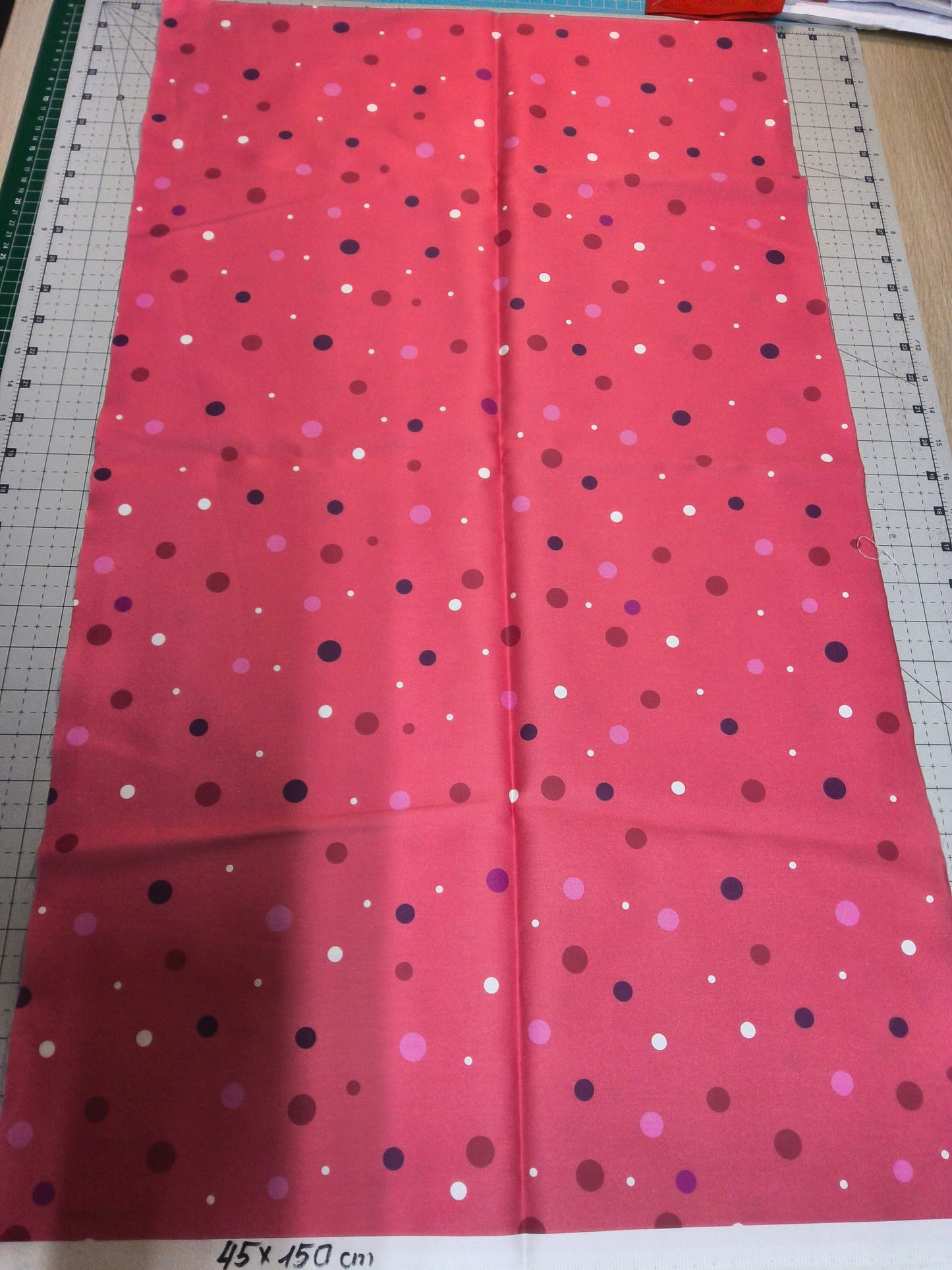 Sofortkauf: Baumwolle ca. 150 x 45 cm - "Punkte Koralle"  (Nr. 125)