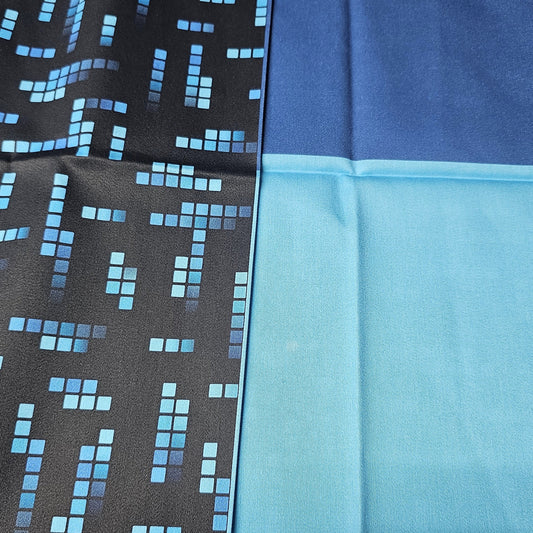 Sofortkauf: Baumwolle Stoffmix  ca. 150 x 100 cm - Cubis Blau, Flecken auf dem Stoffmix