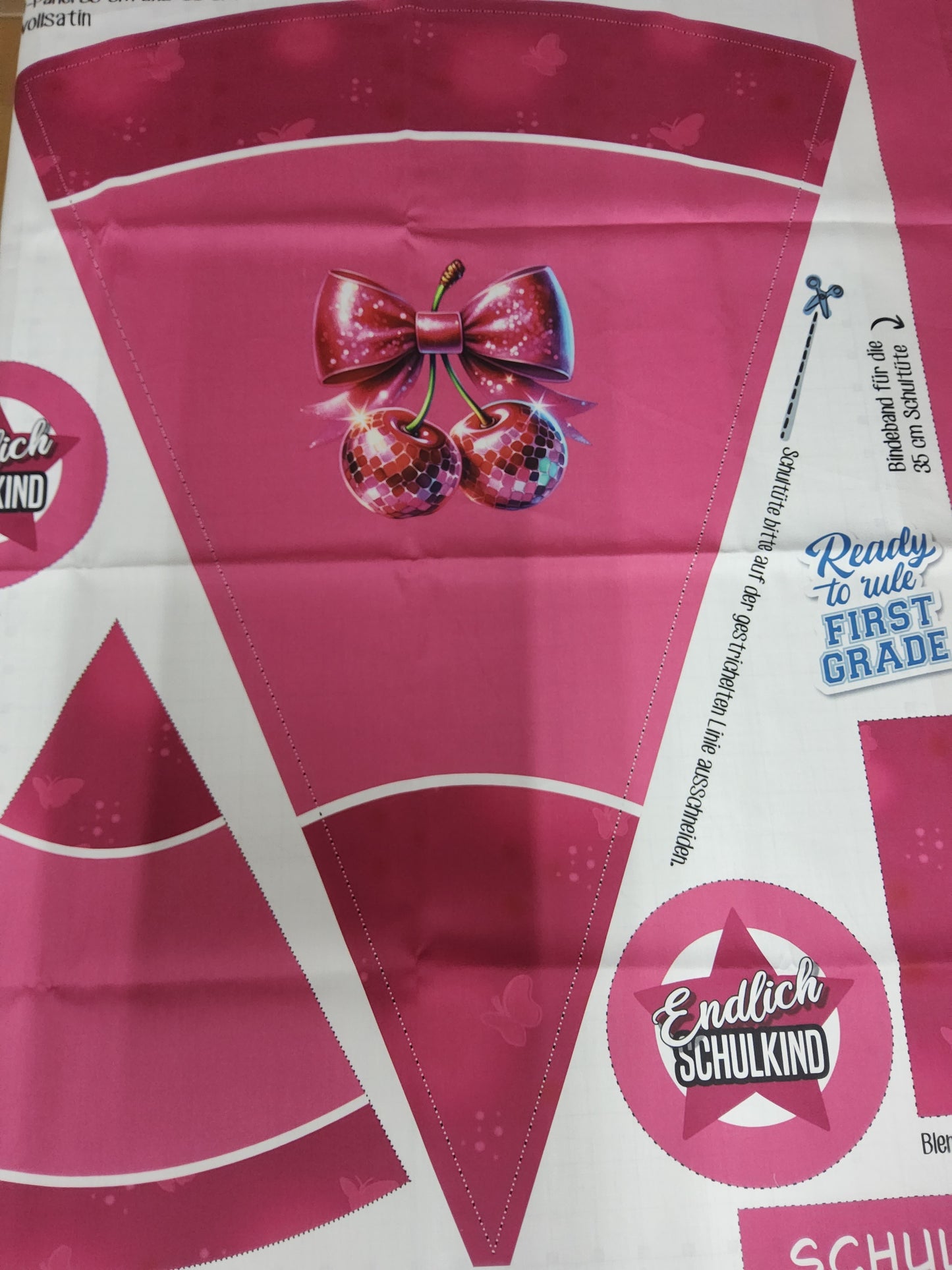 Sofortkauf: Schultüten Nähset - Muster + Geschwistertüte-Feenlicht Pink-Baumwoll-Panel zum selber nähen- 85 cm und 35 cm. Wie abgebildet!!!