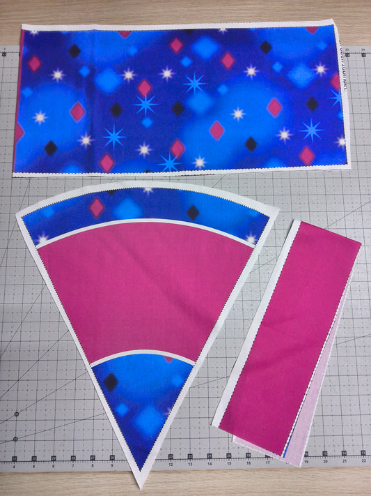 Sofortkauf DIY: 35 cm (Geschwistertüte) aus Baumwolle als Nähset - " Blau Pink  - Blanco " - wie abgebildet - ( Nähset Geschwistertüte Nr. 142 )