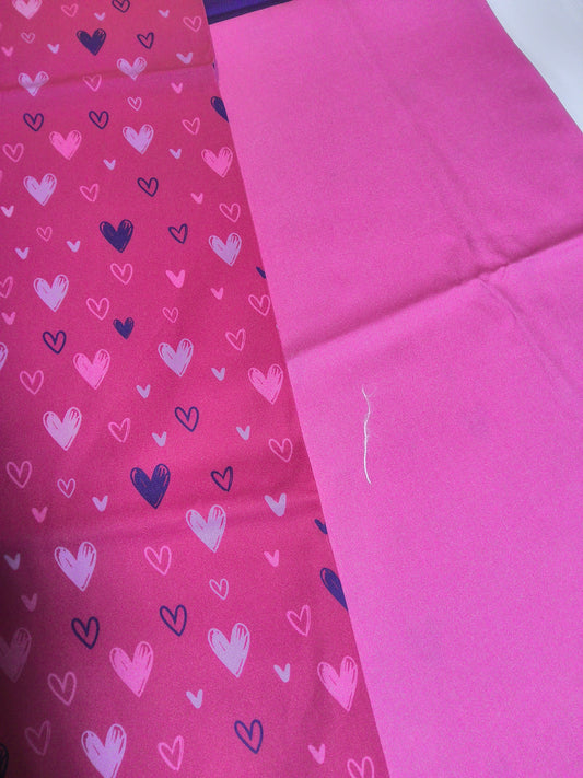 Sofortkauf: Baumwolle Stoffmix  ca. 150 x 100 cm - "Hearts Pink" ( Fadenfleck -siehe Bild-Nr. 134 )