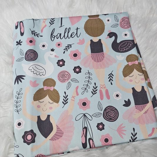 Sofortkauf: Baumwolle ca. 150 x 100 cm - Ballerina auf hellblau