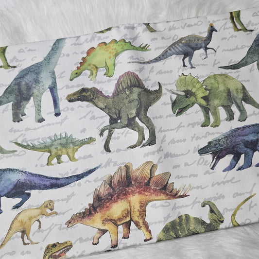 Sofortkauf: Baumwolle ca. 150 x 100 cm - Dinos auf grauer Schrift