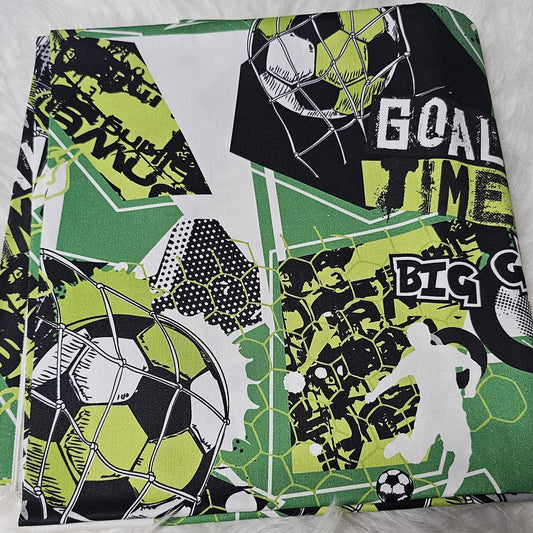 Sofortkauf: Baumwolle ca. 150 x 100 cm - Fussball grün schwarz