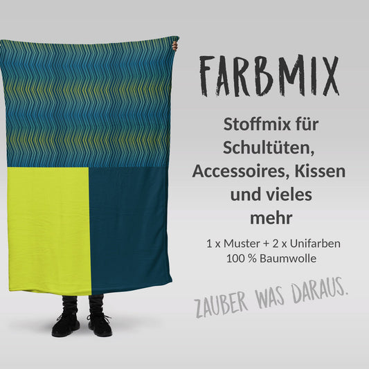 Stoffmix PANEL: Robot Stripes (97 cm x 150 cm) - perfekt für Schultüten & Accessoires zur Einschulung | Roboter, Streifen, Linien