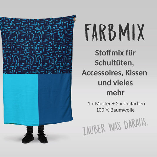 Stoffmix PANEL: Cubis Blue (97 cm x 150 cm) - perfekt für Schultüten & Accessoires zur Einschulung | Unterwasser, Tiefsee, Meer