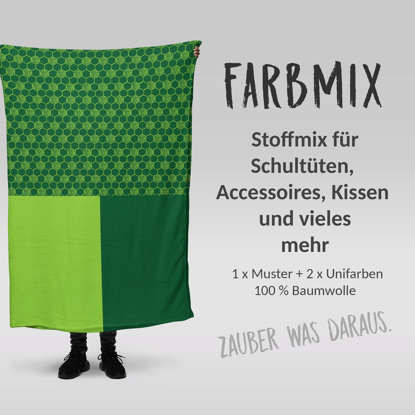 Stoffmix PANEL: Fussball grün (97 cm x 150 cm) - perfekt für Schultüten & Accessoires zur Einschulung | Fussball, Spielfeld, Fussballmuster