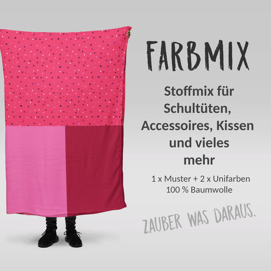 Stoffmix PANEL: Dots Koralle (97 cm x 150 cm) - perfekt für Schultüten & Accessoires zur Einschulung | Pferde, Punkte, Urlaub