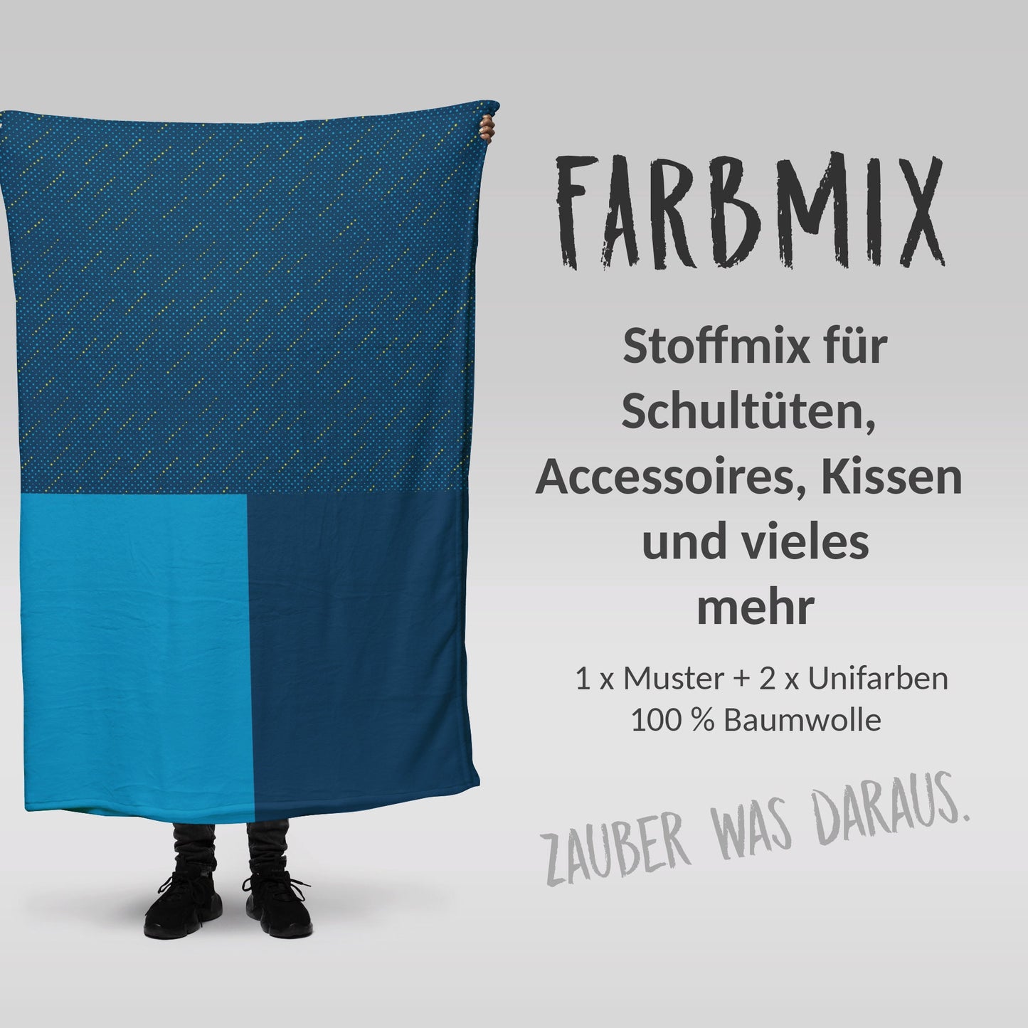 Stoffmix PANEL: Green meets Blue Dots (97 cm x 150 cm) - perfekt für Schultüten & Accessoires zur Einschulung | Punkte, Grün, Blau