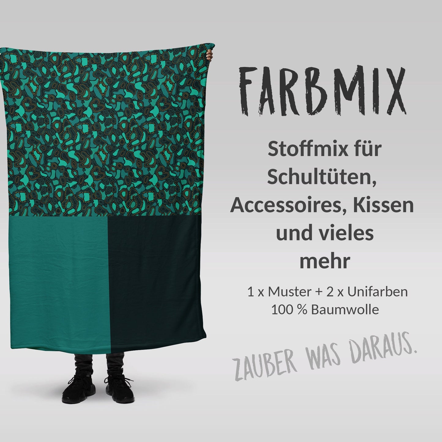 Stoffmix PANEL: Uhrzeitsuppe (97 cm x 150 cm) - perfekt für Schultüten & Accessoires zur Einschulung | Dinos, T-Rex, Dinosaurier