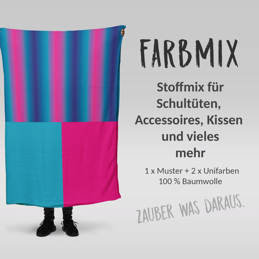 Stoffmix PANEL: Rainbow Pink (97 cm x 150 cm) - perfekt für Schultüten & Accessoires zur Einschulung | Ocean, Meer , Sea, Farbverlauf