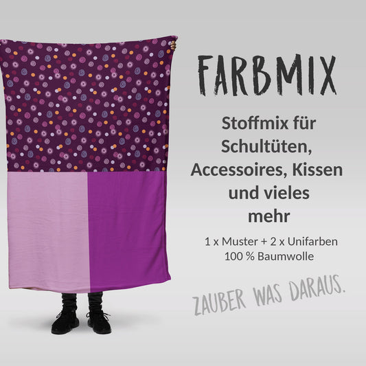 Stoffmix PANEL: Whirls Rosty (97 cm x 150 cm) - perfekt für Schultüten & Accessoires zur Einschulung | Dark, Streifen, Linien