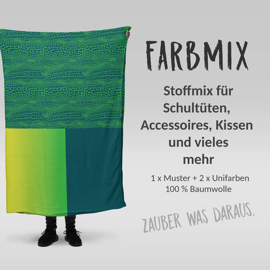 Stoffmix PANEL: Eidechsenhaut (97 cm x 150 cm) - perfekt für Schultüten & Accessoires zur Einschulung | Eidechse, Lizard, Gecko, Reptil