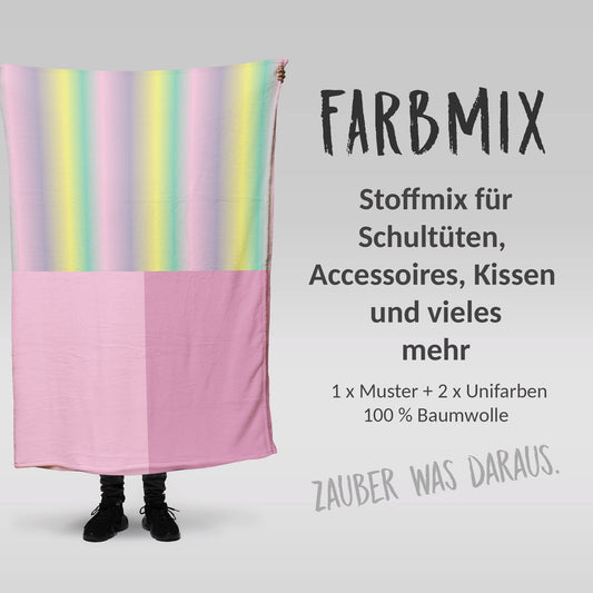 Stoffmix PANEL: Kristall Pastell (97 cm x 150 cm) - perfekt für Schultüten & Accessoires zur Einschulung | Farbverlauf Pastell, Gelb, Rosa