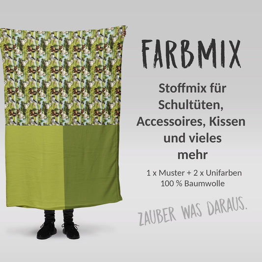 Stoffmix PANEL: Pferd auf grüner Wiese (97 cm x 150 cm) - perfekt für Schultüten & Accessoires zur Einschulung | Horse, Reiten, Pferd, Pony