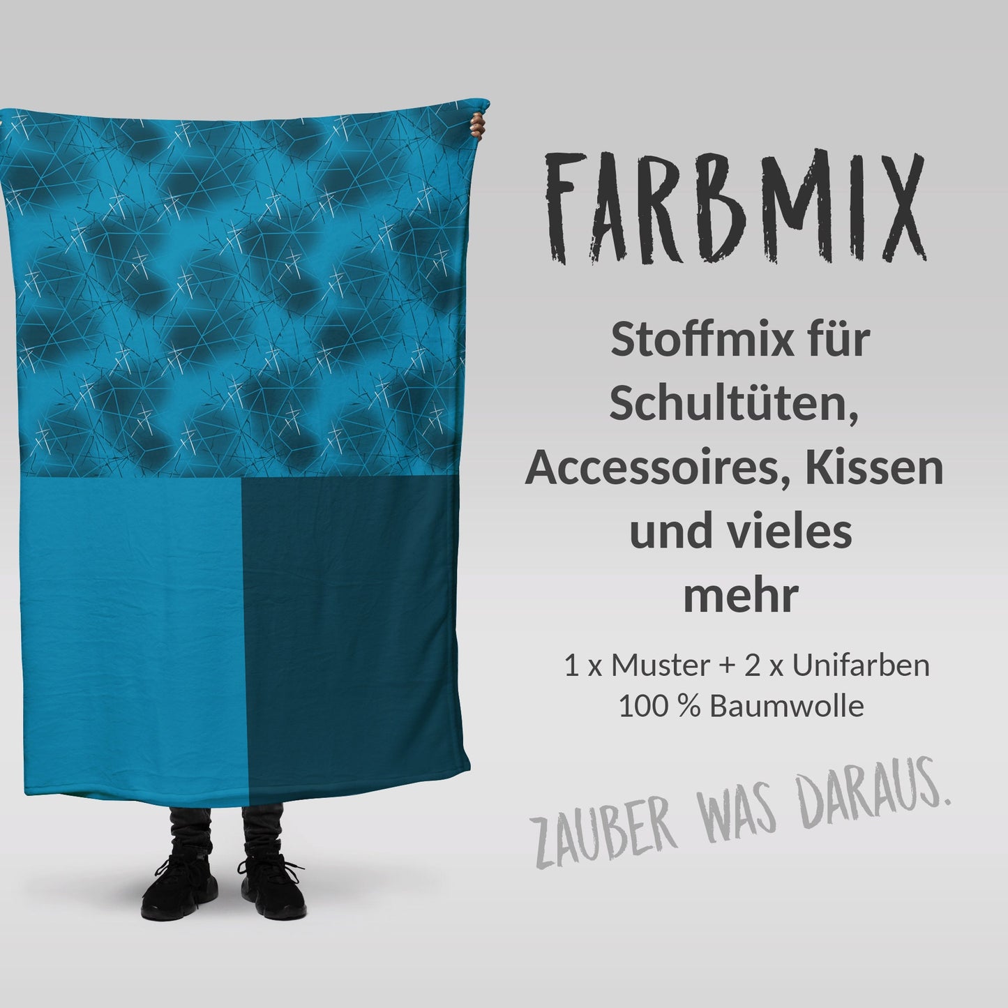 Stoffmix PANEL: Arktisblau (97 cm x 150 cm) - perfekt für Schultüten & Accessoires zur Einschulung | Polar, Eisbär, Nordpol, Eis, Blau