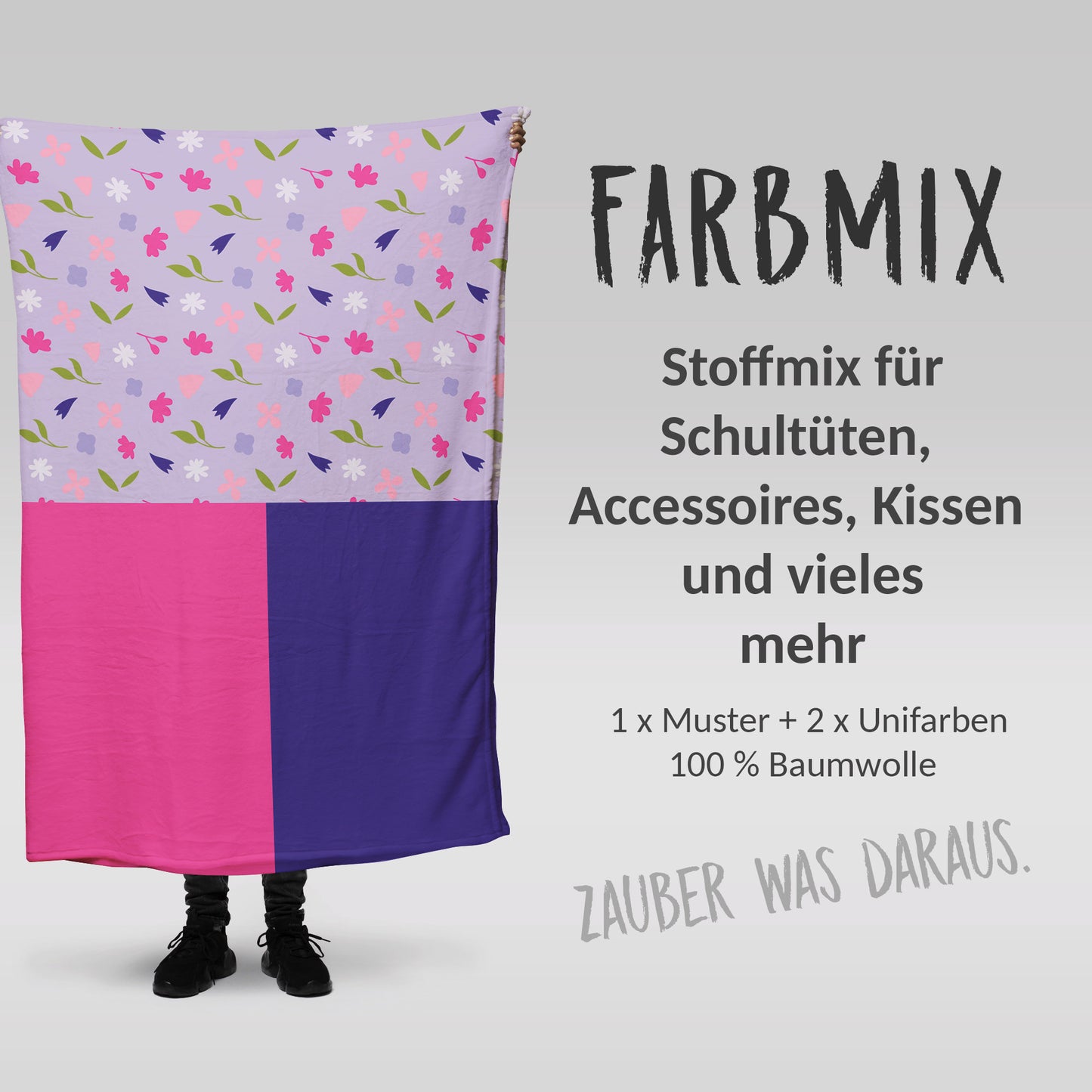 Stoffmix PANEL: Retro Blumen (97 cm x 150 cm) - perfekt für Schultüten & Accessoires zur Einschulung | Blüten, Blumen, Blätter